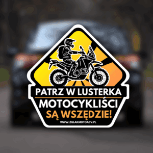 Patrz w lusterka Motocykliści są wszędzie! | Naklejka 120x120 mm